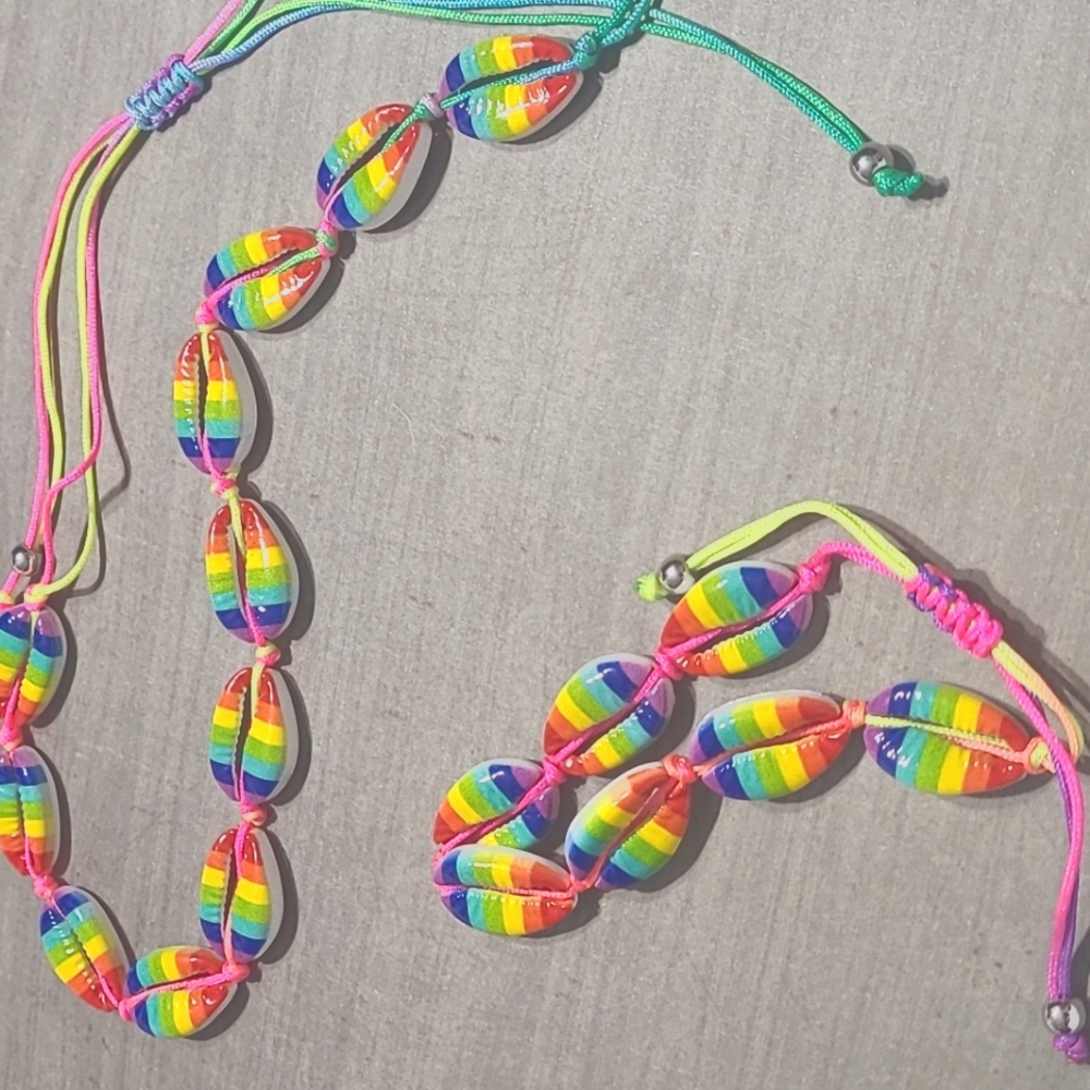Rainbow Shell Necklace Set